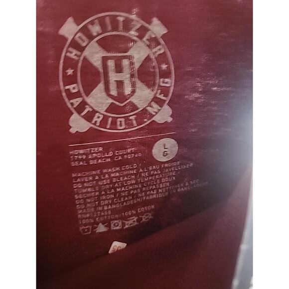 NWT Men's Howitzer Maroon American Patriot Alpha Warrior Y2K Tee Large A113 New - Picture 5 of 5